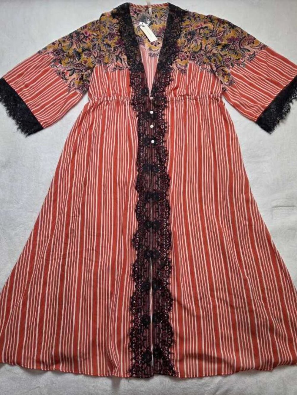 New M Anthropologie x LyreBird chiffon lace printed maxi robe